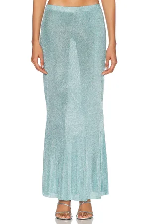SER.O.YA Harmony Metallic Skirt in - Baby Blue. Size L (also in M, S, XL, XS).