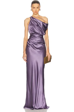 The Sei Strapped Off Shoulder Gown in - Purple. Size 0 (also in 2, 4, 6, 8).