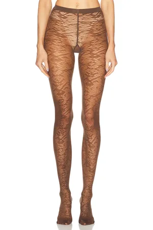 Wolford Snake Jacquard Tights in - Brown. Size L (also in M, S, XS).