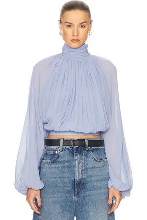 Stella McCartney Creponne Drape High Neck Top in - White. Size 34 (also in 38, 40).