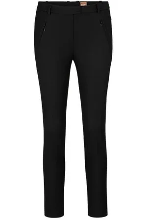 HUGO BOSS Cropped slim-fit trousers with zipped hems