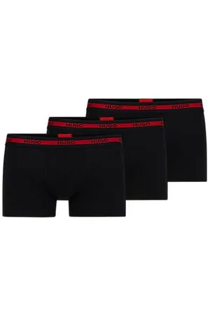 HUGO BOSS Three-pack of stretch-cotton trunks with logo waistbands