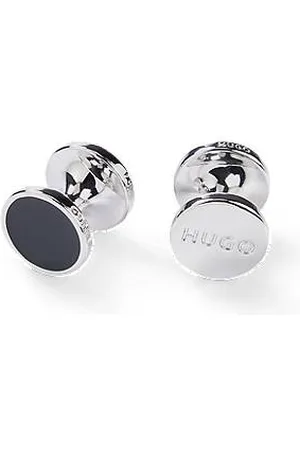 HUGO BOSS Round cufflinks with enamel core and logo