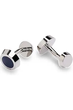 HUGO BOSS Round cufflinks with enamel insert and etched logo