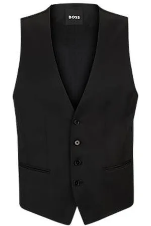 HUGO BOSS Slim-fit waistcoat in virgin-wool serge