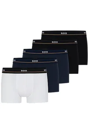 HUGO BOSS Five-pack of stretch-cotton trunks with logo waistbands