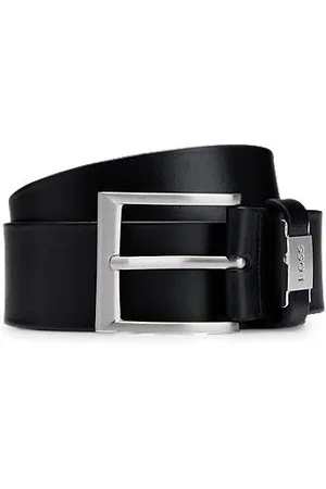 HUGO BOSS Italian-leather belt with logo keeper and brushed hardware
