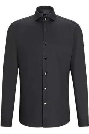 HUGO BOSS Regular-fit shirt in easy-iron stretch-cotton twill