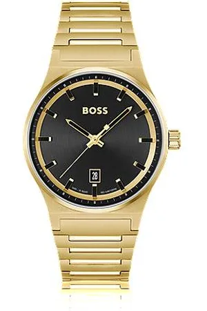HUGO BOSS Black-dial watch with -tone link bracelet