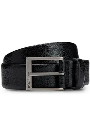 HUGO BOSS Logo-buckle belt in grained Italian leather