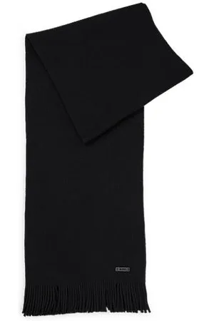 HUGO BOSS Raschel-knit scarf in merino wool