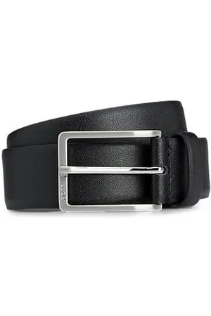 HUGO BOSS Italian-made leather belt with engraved-logo buckle