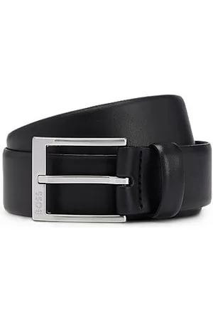 HUGO BOSS Italian-leather belt with silver-toned buckle