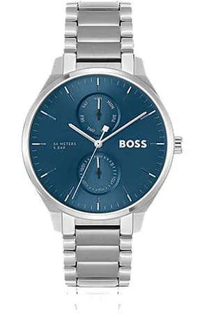 HUGO BOSS Blue-dial watch with stainless-steel link bracelet