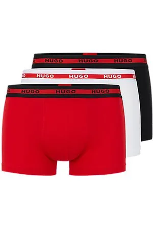 HUGO BOSS Three-pack of stretch-cotton trunks with logo waistbands