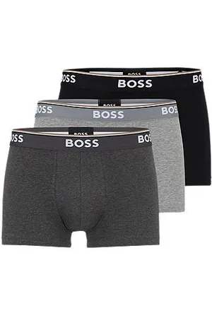 HUGO BOSS Three-pack of stretch-cotton trunks with logo waistbands