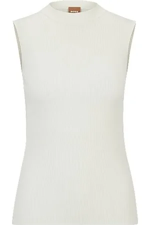 HUGO BOSS Sleeveless mock-neck top in ribbed fabric - Ramadan Edit