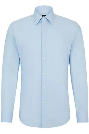 HUGO BOSS Slim-fit shirt in easy-iron stretch-cotton poplin