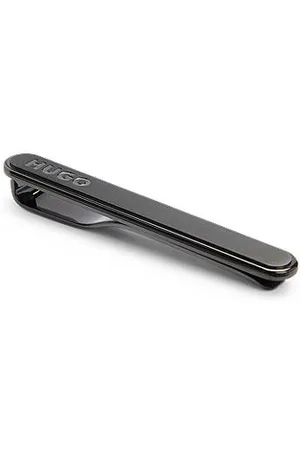 HUGO BOSS Oval-shaped tie clip with engraved logo