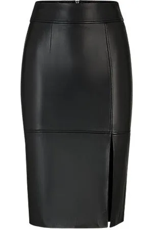 HUGO BOSS Slim-fit pencil skirt in leather