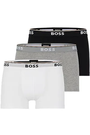 HUGO BOSS Three-pack of stretch-cotton trunks with logo waistbands