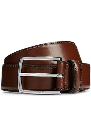 HUGO BOSS Italian-made polished-leather belt with stitching detail