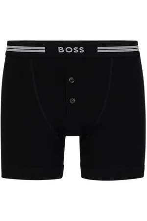 HUGO BOSS Ribbed-cotton trunks with logo waistband