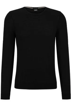 HUGO BOSS Regular-fit sweater in merino wool with crew neckline