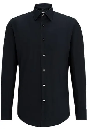HUGO BOSS Slim-fit shirt in easy-iron stretch-cotton poplin