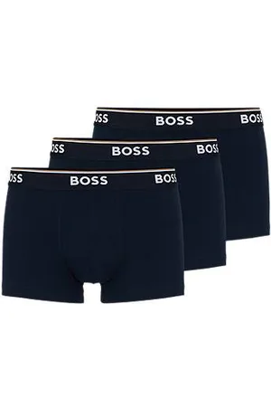 HUGO BOSS Three-pack of stretch-cotton trunks with logo waistbands