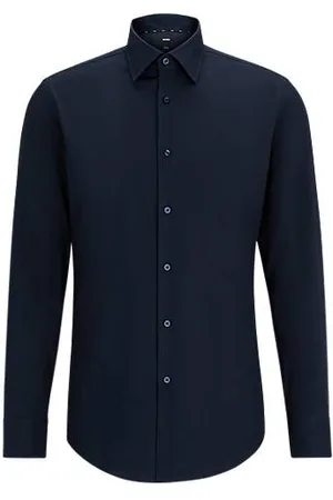 HUGO BOSS Slim-fit shirt in easy-iron stretch-cotton poplin