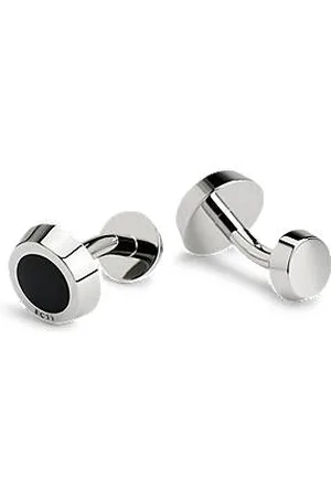 HUGO BOSS Round cufflinks with enamel insert and etched logo