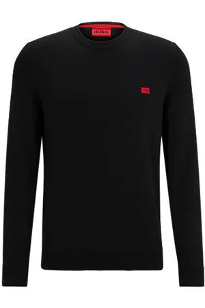 HUGO BOSS Cotton sweater with red logo label