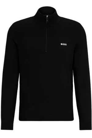 HUGO BOSS Branded zip-neck sweater in dry-flex fabric