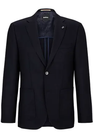 HUGO BOSS Regular-fit jacket in micro-patterned virgin wool