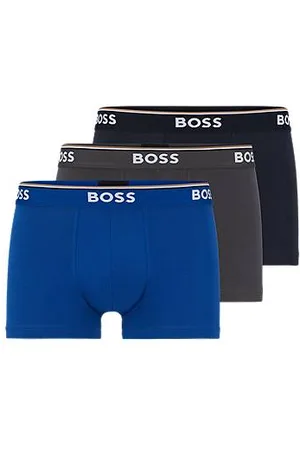 HUGO BOSS Three-pack of stretch-cotton trunks with logo waistbands