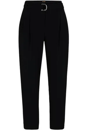 HUGO BOSS Belted regular-fit trousers in Japanese crepe