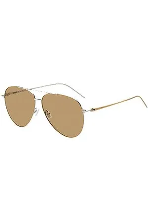 HUGO BOSS Camel sunglasses in lightweight steel