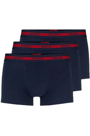 HUGO BOSS Three-pack of stretch-cotton trunks with logo waistbands