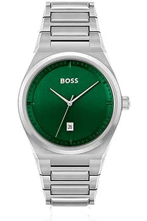 HUGO BOSS Green-dial watch with link bracelet