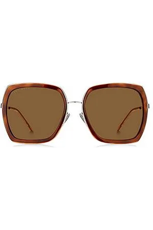 HUGO BOSS Angular sunglasses with Havana frames and signature hardware