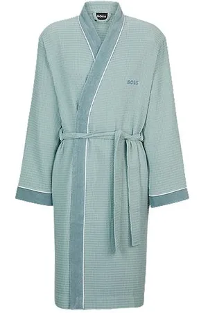 HUGO BOSS Honeycomb-cotton dressing gown with terry contrasts