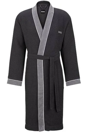 HUGO BOSS Honeycomb-cotton dressing gown with terry contrasts