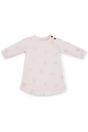 HUGO BOSS Baby cotton-blend dress with all-over logo print