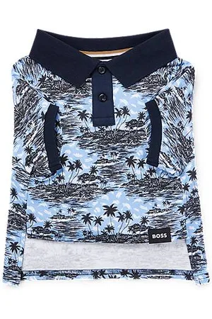 HUGO BOSS Dog polo shirt in cotton with palm-tree print