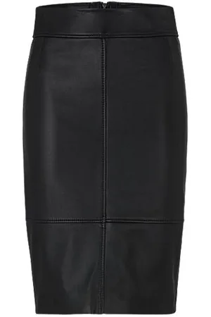 BOSS - Regular-fit pencil skirt in soft leather