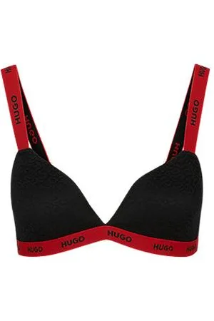 HUGO Velvet Padded Triangle Bra Burgundy Red at  Women's