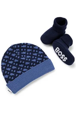 HUGO BOSS Gift-boxed hat and slipper set for babies