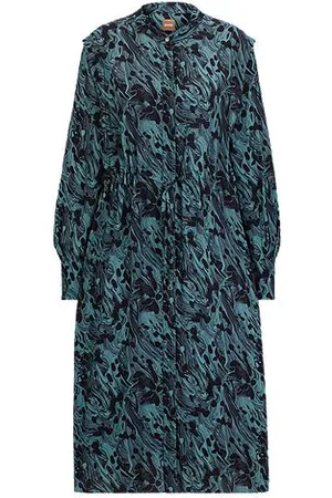 HUGO BOSS Abstract-printed dress with drawcord waist