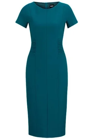 HUGO BOSS Slit-front business dress with gathered details